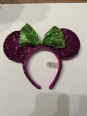 Disney Parks Purple & Green Sequined Minnie Mouse Ear